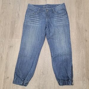 Women's Blue Capri Jeans Low Rise